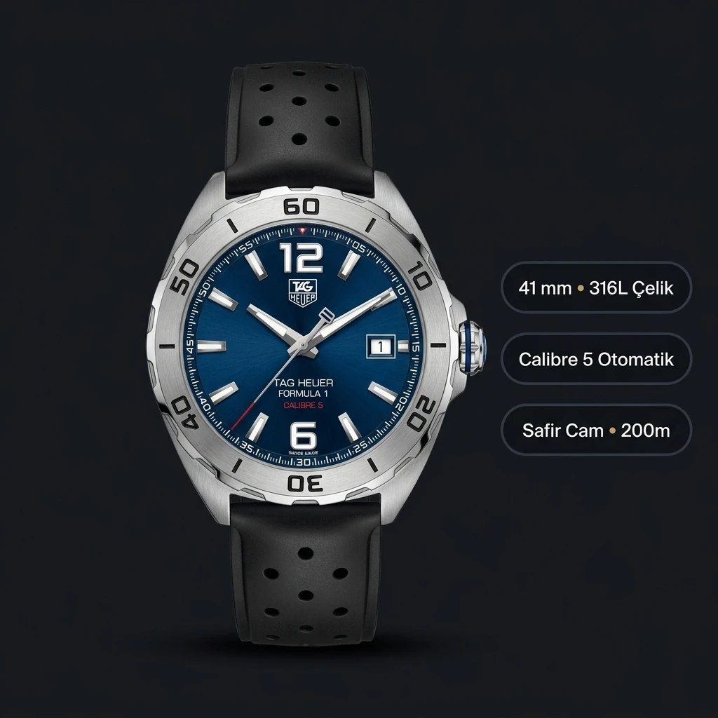 TAG Heuer Aquaracer Mavi Kadran Kauçuk Kordon Super Clone ETA Saat