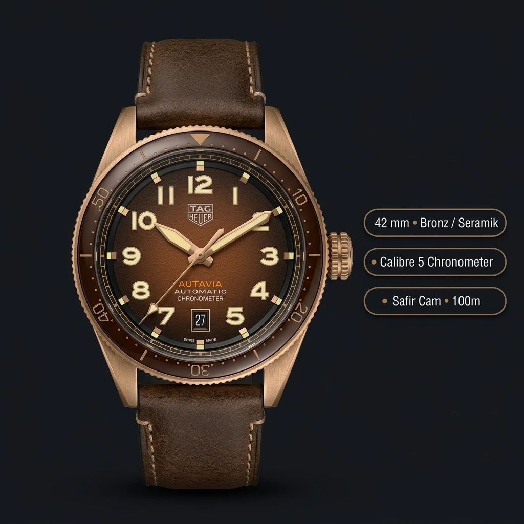 TAG Heuer Autavia Kahve Kadran Deri Super Clone ETA Saat