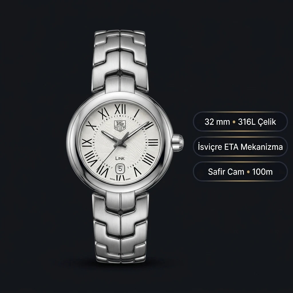 TAG Heuer Carrera Beyaz Roman Çelik Lady Super Clone ETA Saat