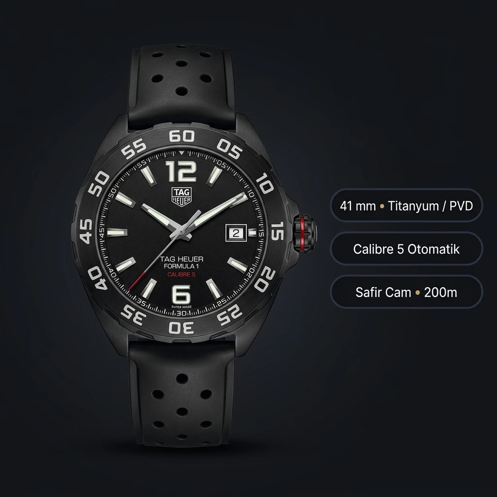 TAG Heuer Carrera Gri Kadran Kauçuk Kordon Super Clone ETA Saat