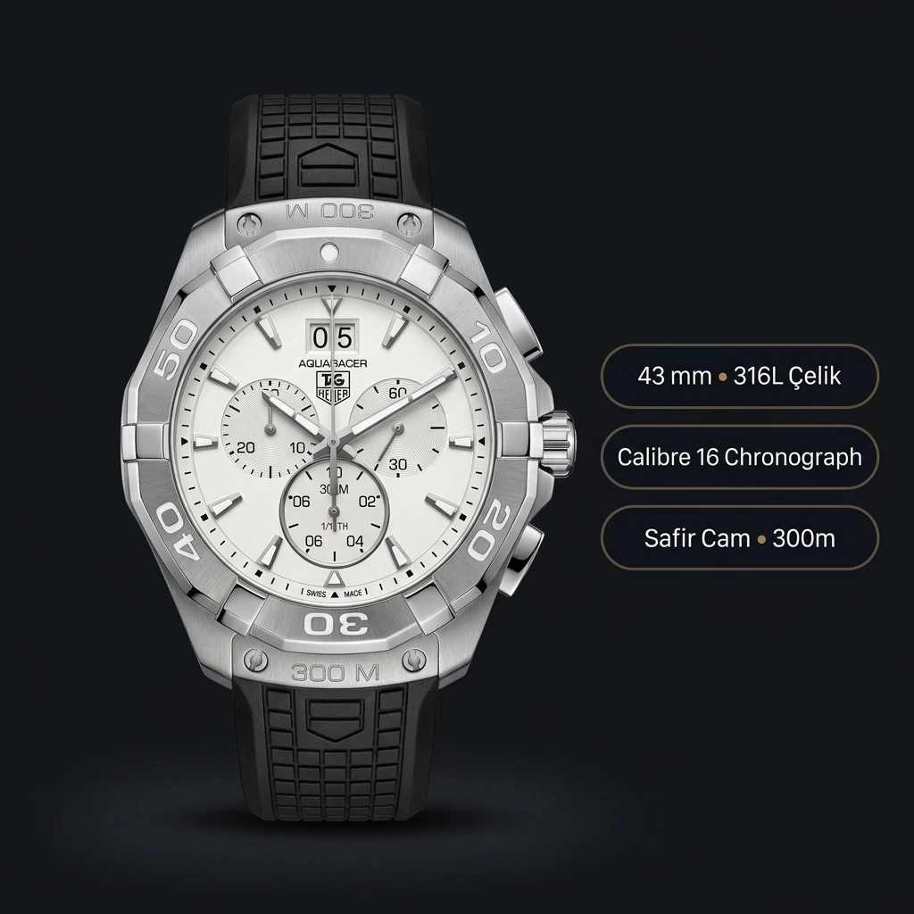 TAG Heuer Formula 1 Beyaz Chronograph Kauçuk Kordon Super Clone ETA Saat