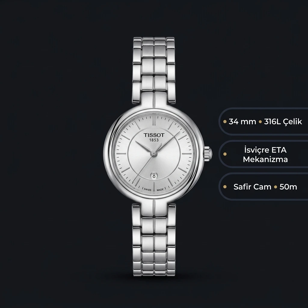 Tissot Carson Gümüş Kadran Çelik Lady Eta Saat