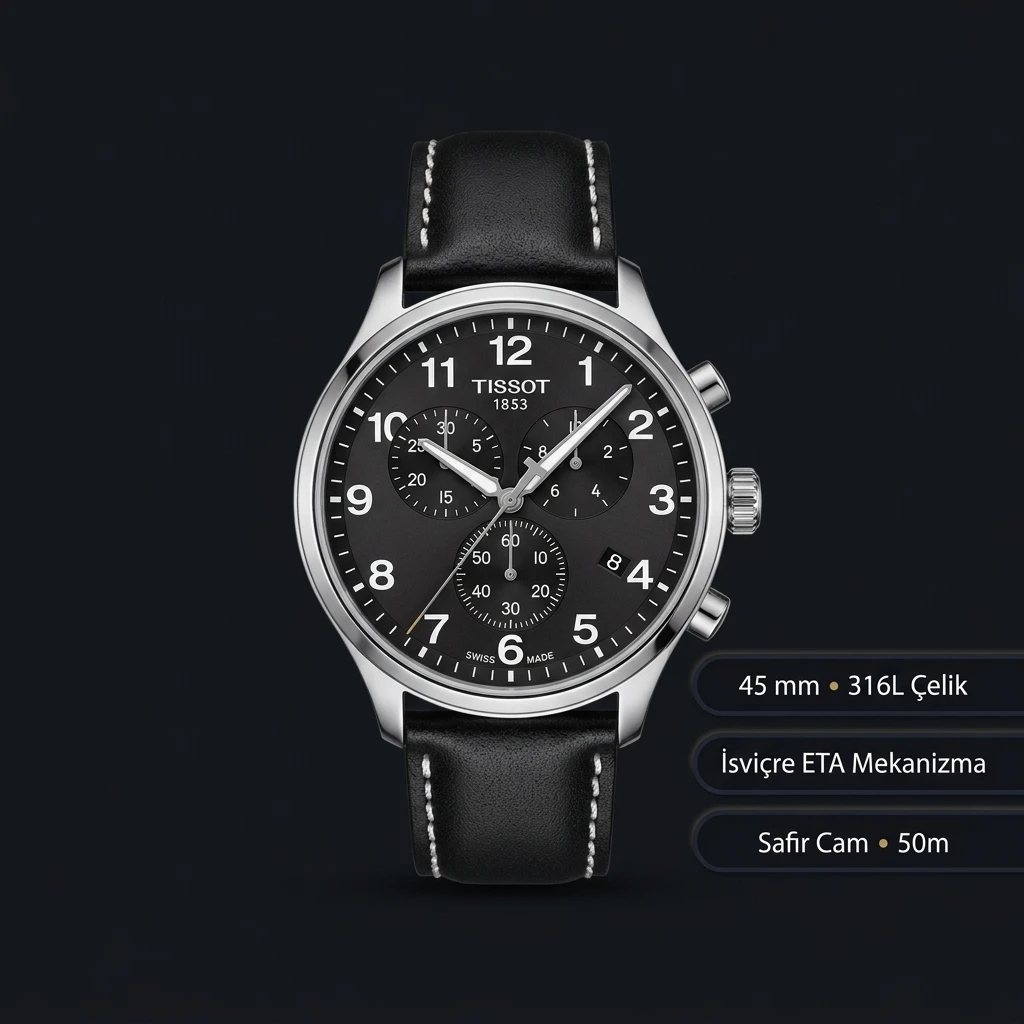 Tissot Chrono Xl Siyah Chronograph Deri Eta Saat