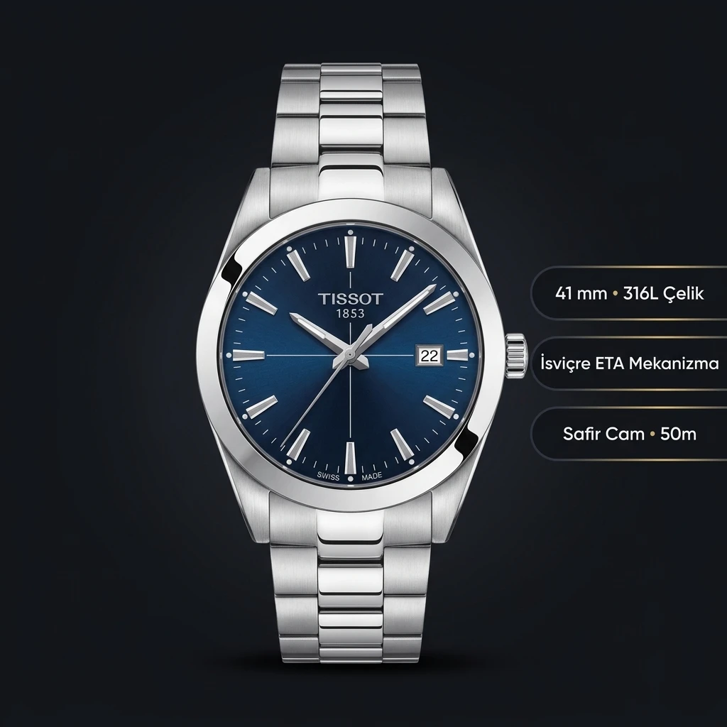 Tissot Gentleman Mavi Kadran Çelik TIS0149 Saat Eta Saat