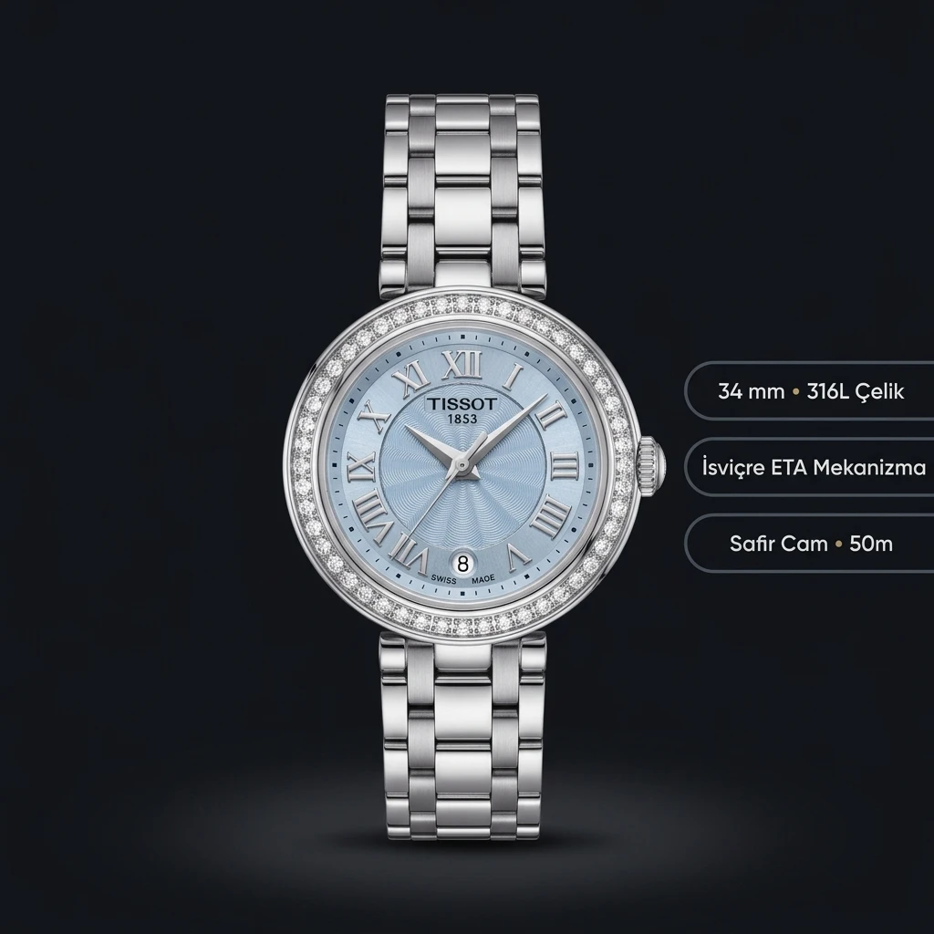 Tissot Lady Beyaz Elmas Tasli Çelik Eta Saat
