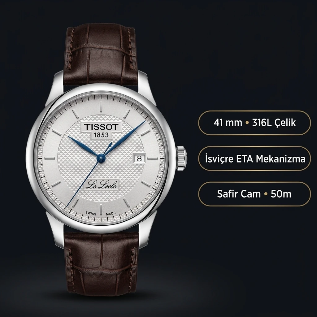 Tissot Le Locle Beyaz Kadran Kahve Deri Eta Saat