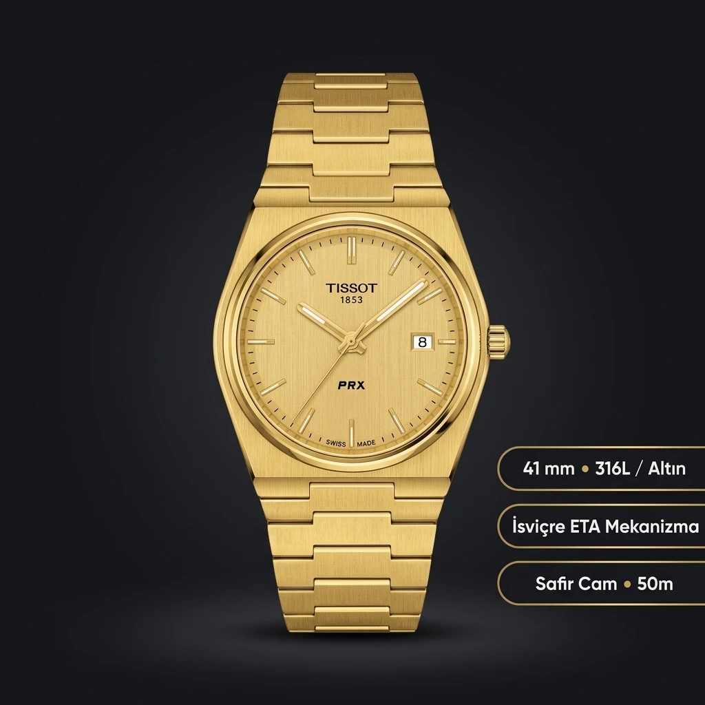 Tissot PRX Altın Kadran Çelik Eta Saat