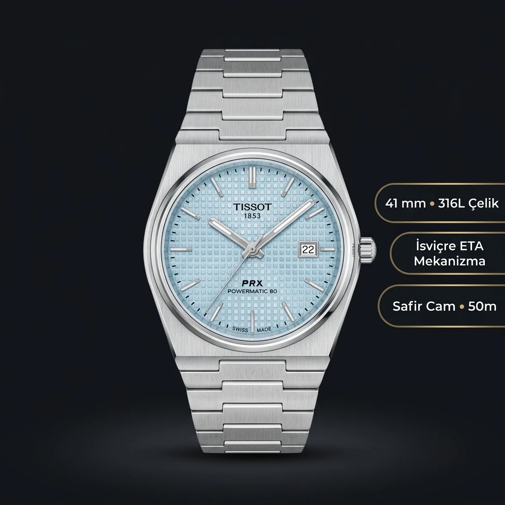 Tissot PRX Buz Mavisi Kadran Çelik Eta Saat
