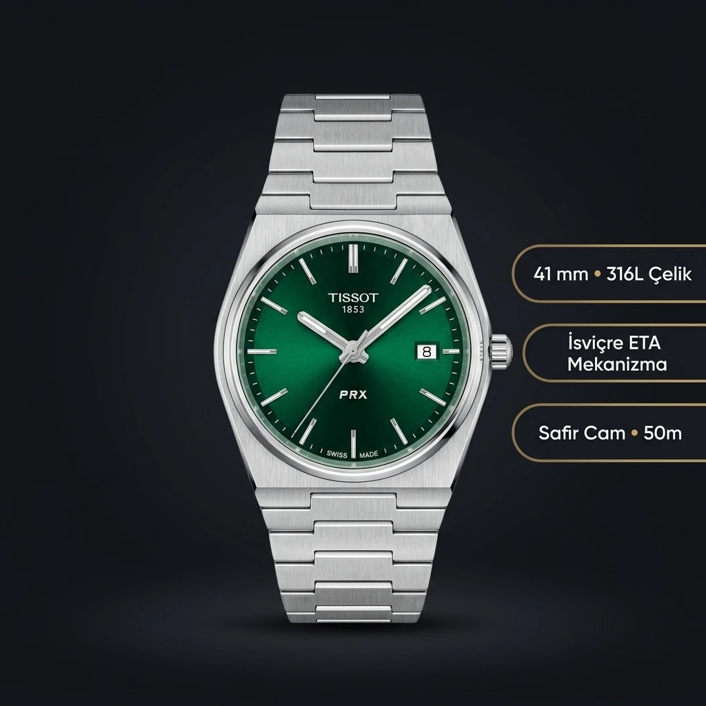 Tissot PRX Çelik Kordon Toka Eta Saat