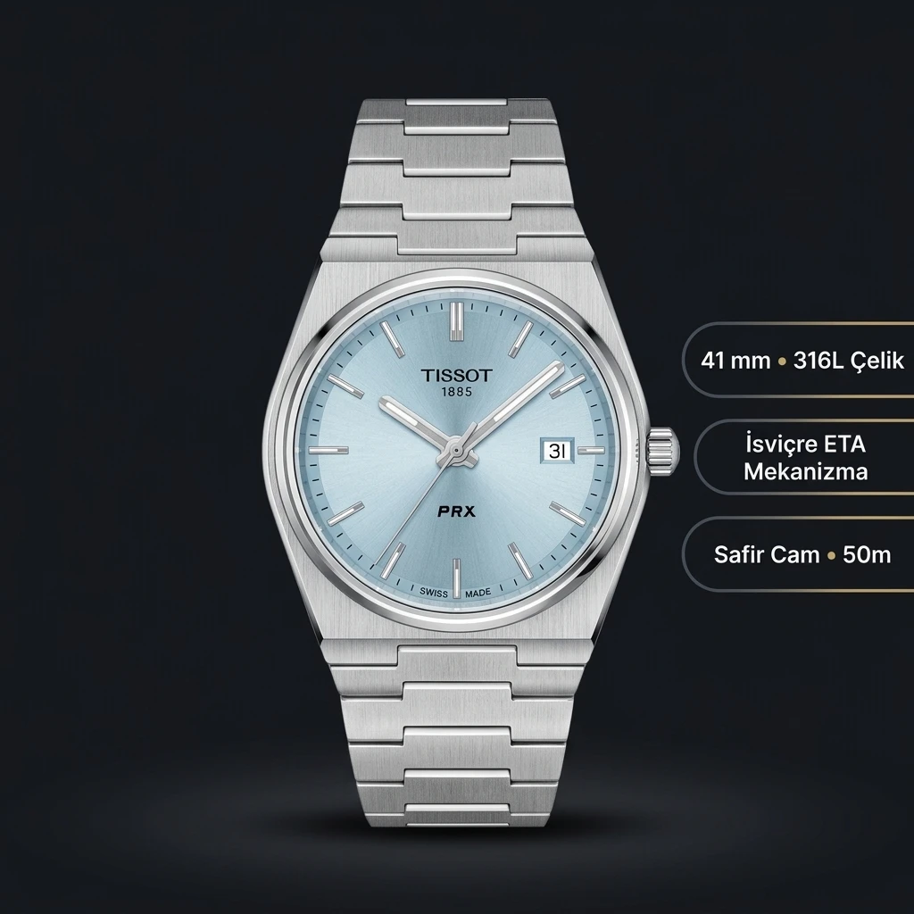 Tissot PRX Gümüş Çelik Kordon Eta Saat