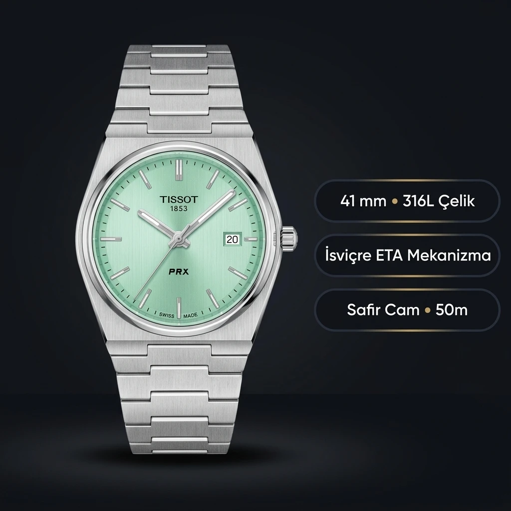 Tissot PRX Gümüş Çelik Arka Kapak Eta Saat
