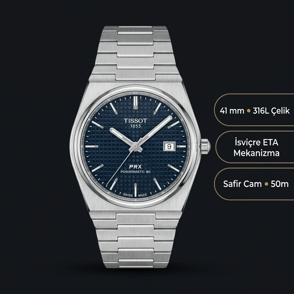 Tissot PRX Mavi Kadran Çelik Lacivert Eta Saat