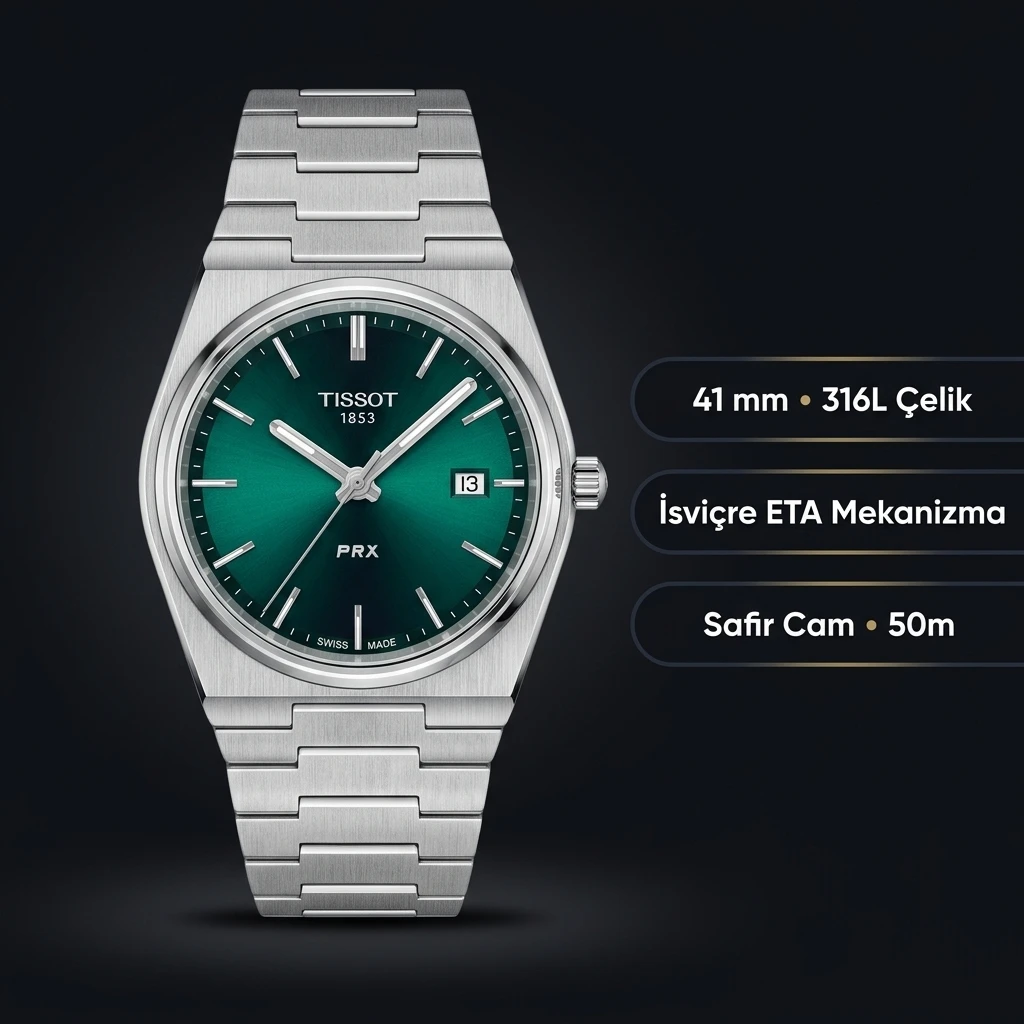 Tissot PRX Yeşil Kadran Çelik Saf Eta Saat