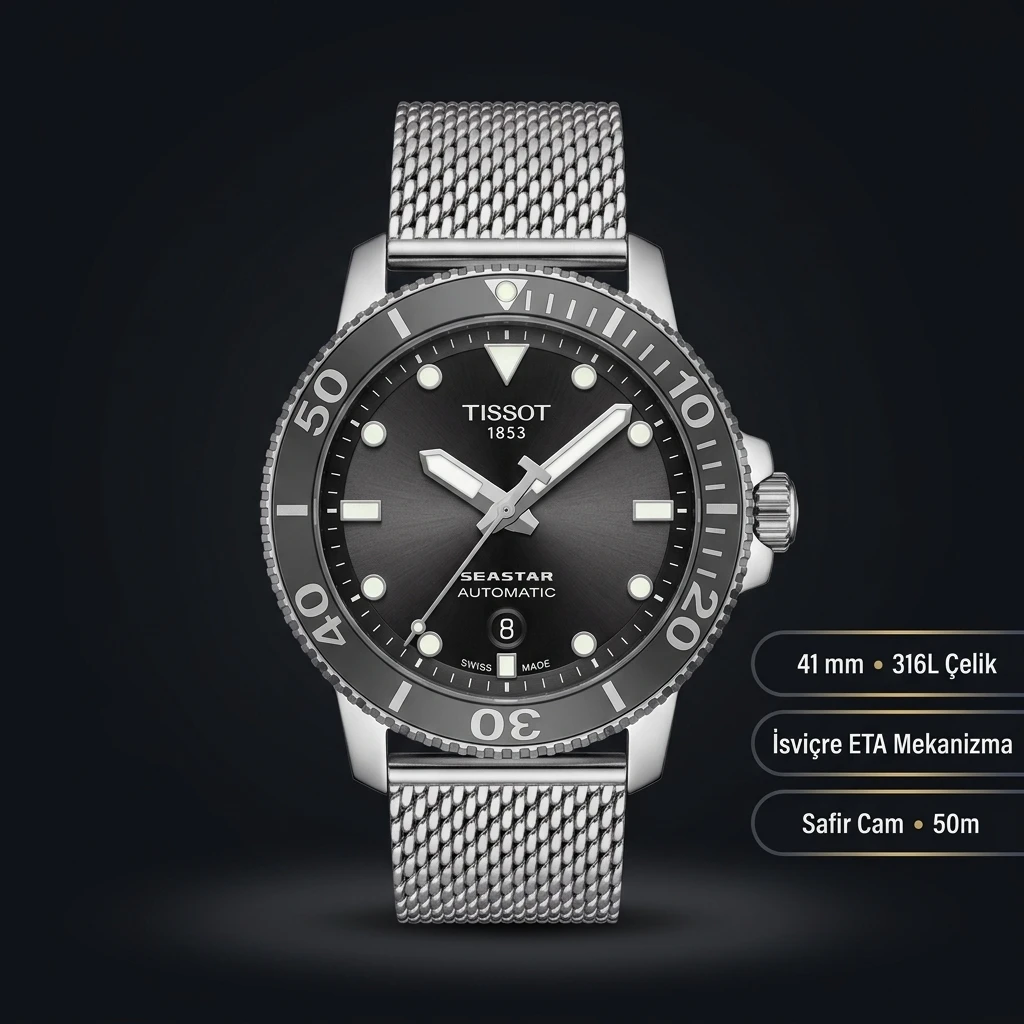 Tissot Seastar Çelik Yan Kapak Otomatik Eta Saat