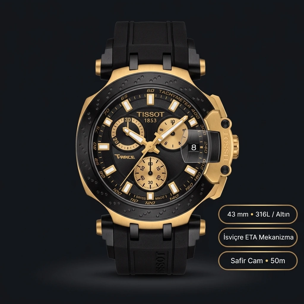 Tissot T-Race Siyah Altın Chronograph Eta Saat