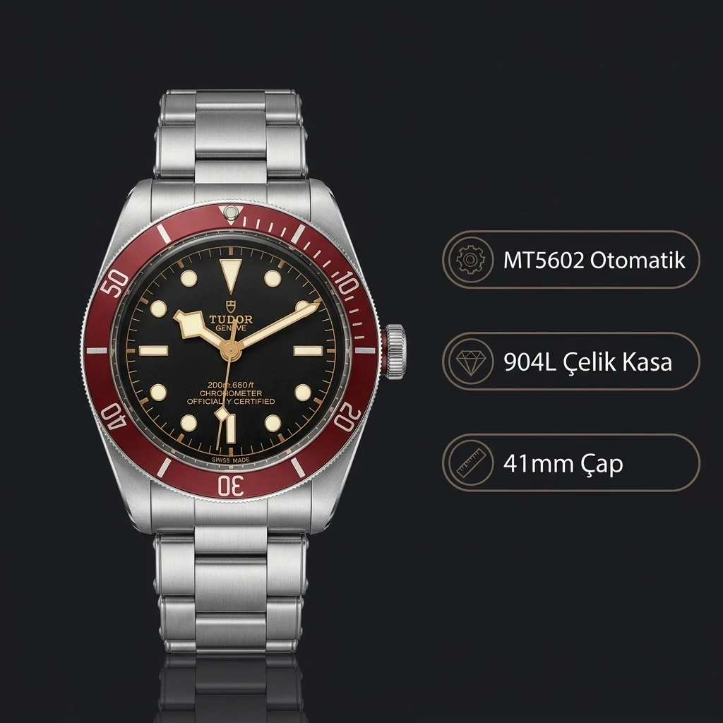 Tudor Black Bay Siyah Kadran Çelik 41mm Super Clone ETA Saat