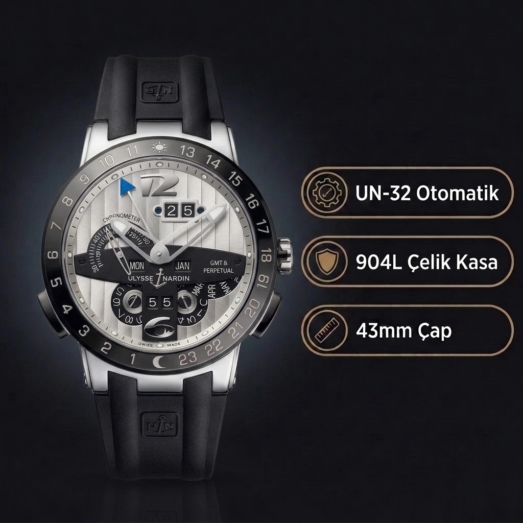 Ulysse Nardin El Toro GMT Perpetual Beyaz Kadran Çelik Super Clone ETA Saat
