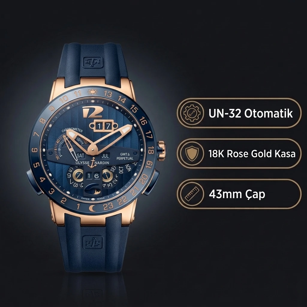 Ulysse Nardin El Toro Perpetual Mavi Kadran Gold Super Clone ETA Saat