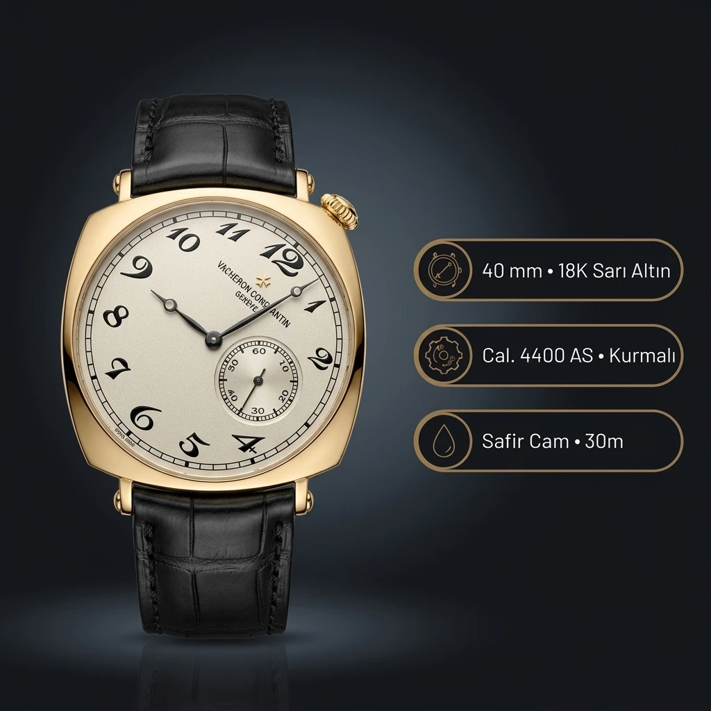 Vacheron Constantin 40 mm Historiques American 1921 Altın Beyaz Kadran Deri Super Clone ETA Saat