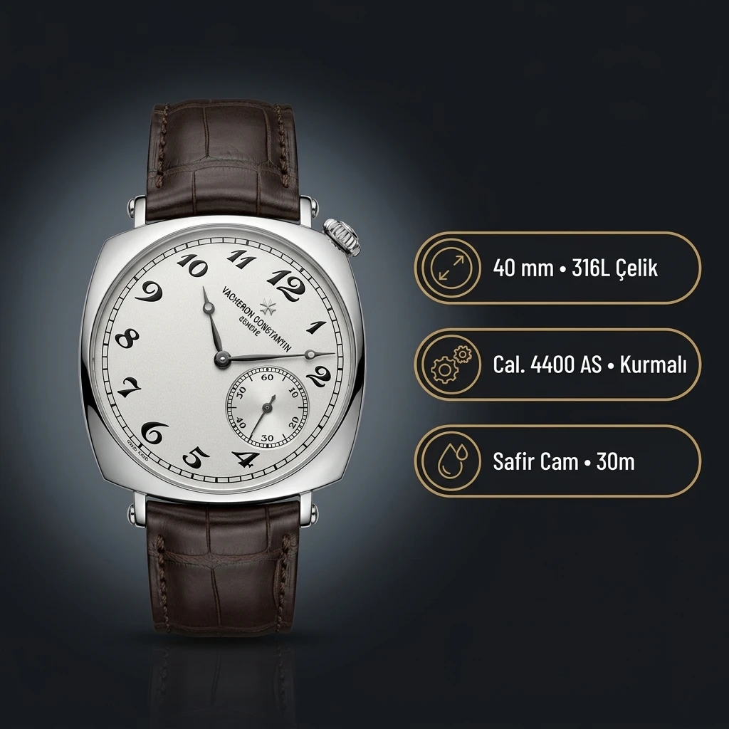 Vacheron Constantin 40 mm Historiques American 1921 Beyaz Kadran Deri Super Clone ETA Saat