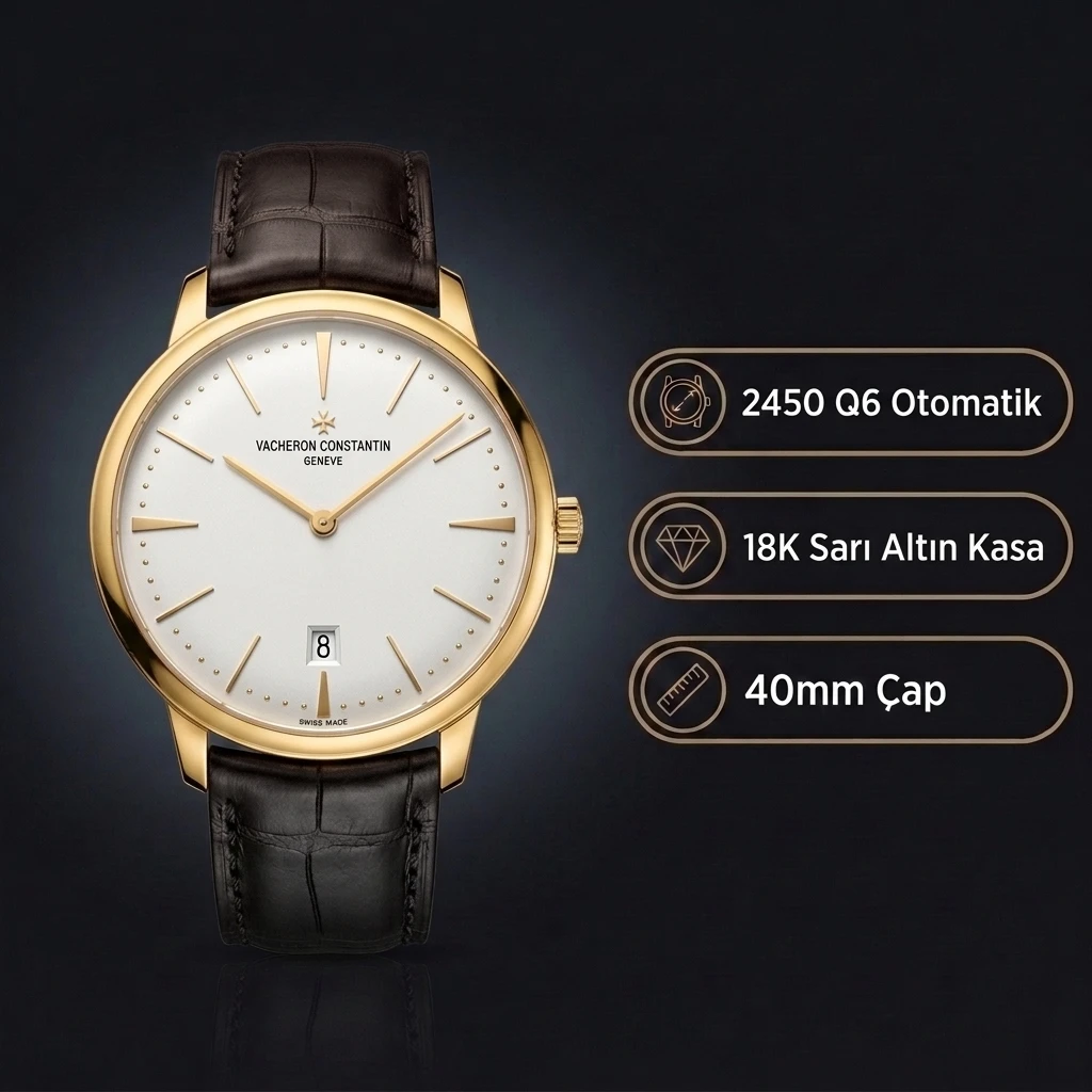 Vacheron Constantin 40 mm Patrimony Beyaz Kadran Gold Super Clone ETA Saat