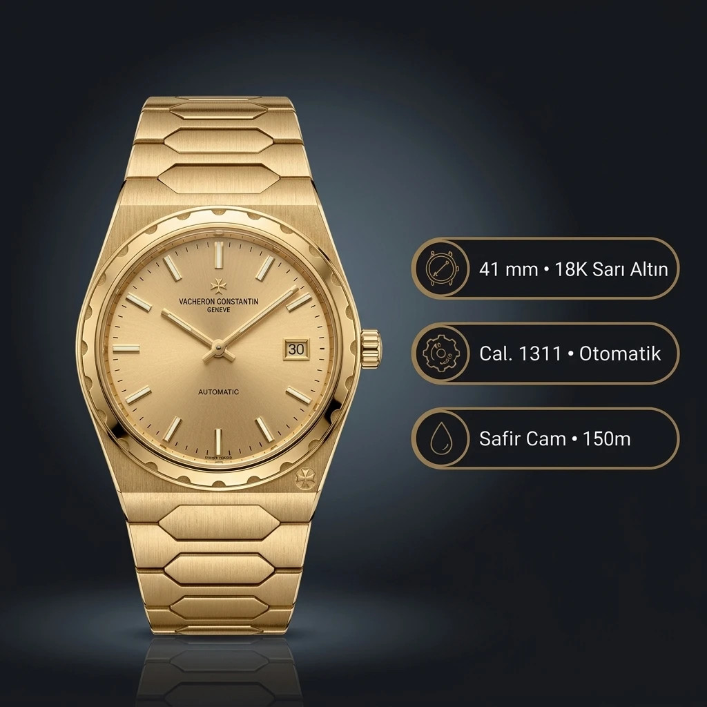 Vacheron Constantin 41 mm Overseas Şampanya Kadran Altın Super Clone ETA Saat