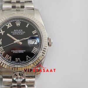 Rolex Datejust Tırtıklı Bezel Roma Rakamlı Siyah Kadran Eta