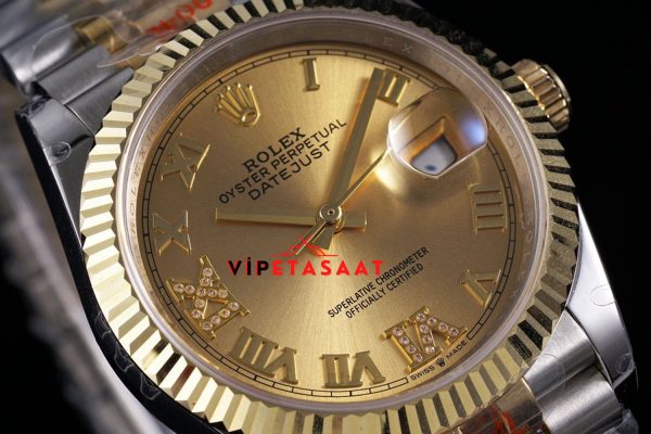 Rolex Datejust 36mm Taşlı Roma Rakamlı Kadran Super Clone