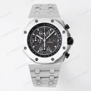 Audemars Piguet Black Dial Silver Chronograph 44mm ETA Saat karşıdan görünüm