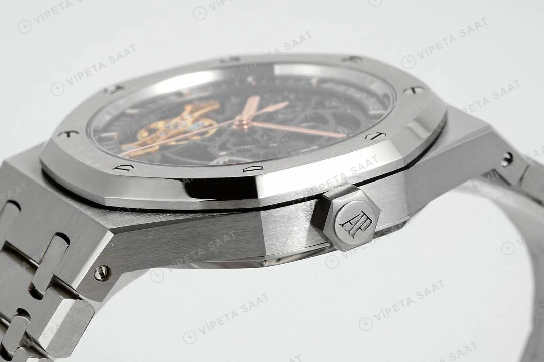 Audemars Piguet Royal Oak 15407 İskelet Çelik 41mm Super Clone ETA Saat detay 6