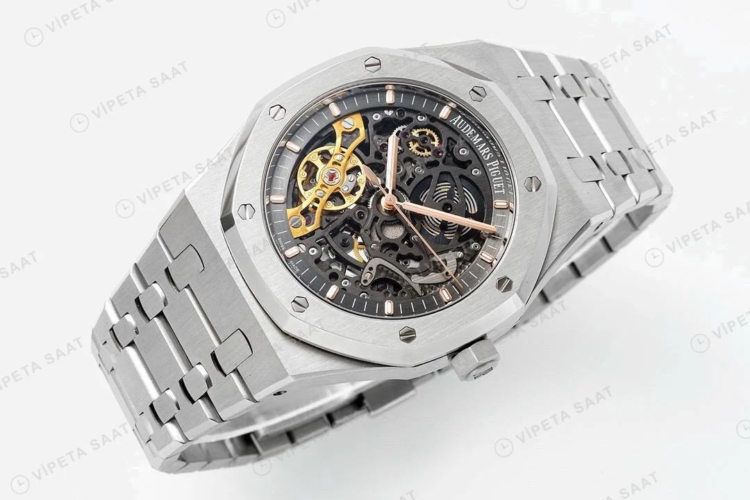 Audemars Piguet Royal Oak 15407 İskelet Çelik 41mm Super Clone ETA Saat detay 8