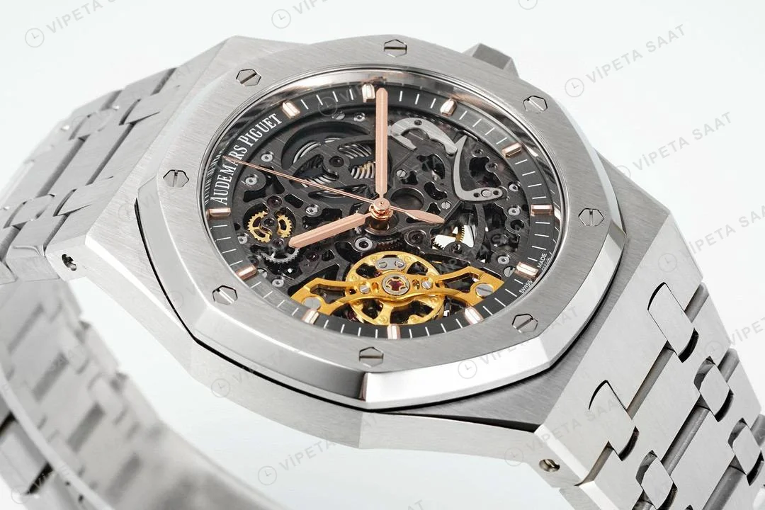 Audemars Piguet Royal Oak 15407 İskelet Çelik 41mm Super Clone ETA Saat detay 9