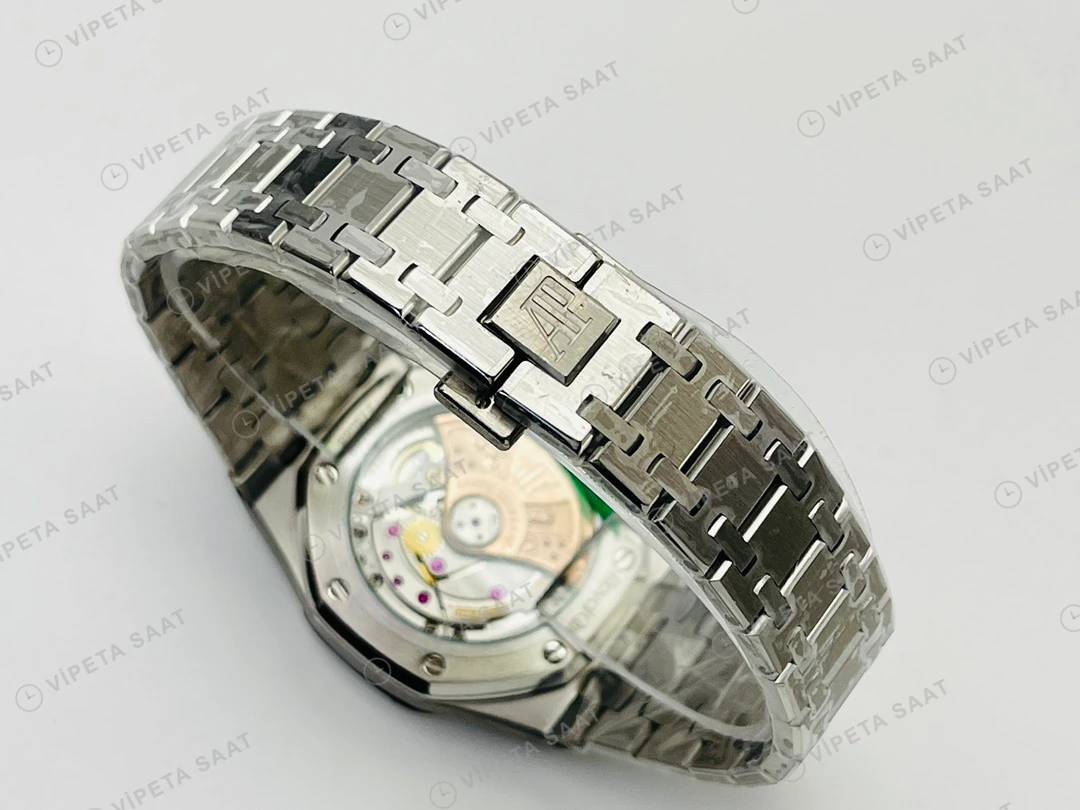 Audemars Piguet Royal Oak 15450 Beyaz Kadran Taşlı Bezel Çelik 37mm Super Clone ETA Eta Saat detay 6