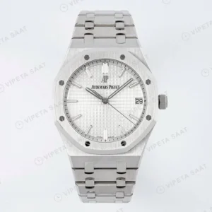 Audemars Piguet Royal Oak 15500 Beyaz Kadran Çelik 41mm Super Clone ETA Saat karşıdan görünüm