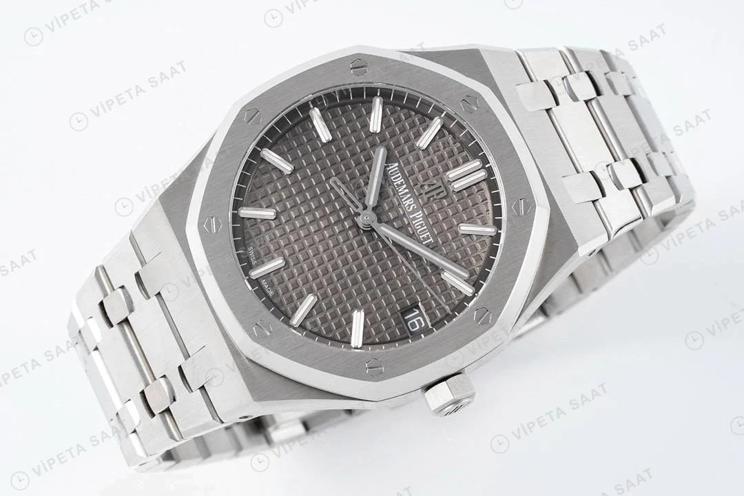 Audemars Piguet Royal Oak 15500 Gri Kadran Çelik 41mm Super Clone ETA Saat detay 8