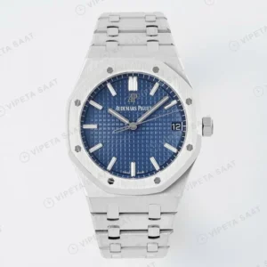 Audemars Piguet Royal Oak 15500 Mavi Kadran Çelik 41mm Super Clone ETA Saat karşıdan görünüm