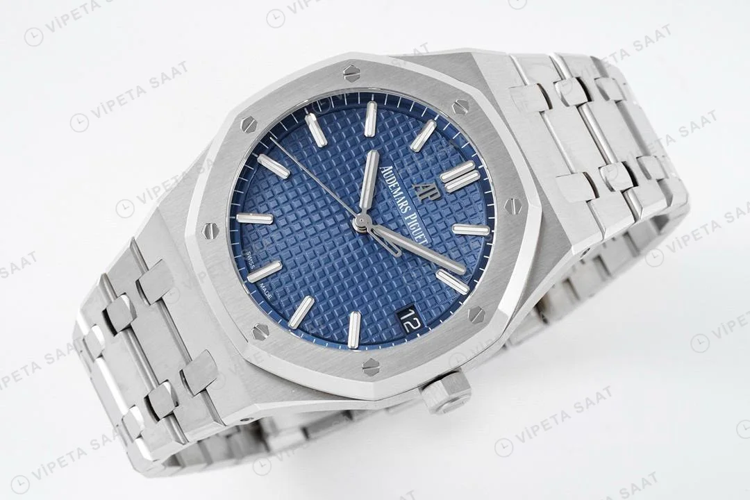 Audemars Piguet Royal Oak 15500 Mavi Kadran Çelik 41mm Super Clone ETA Saat detay 4