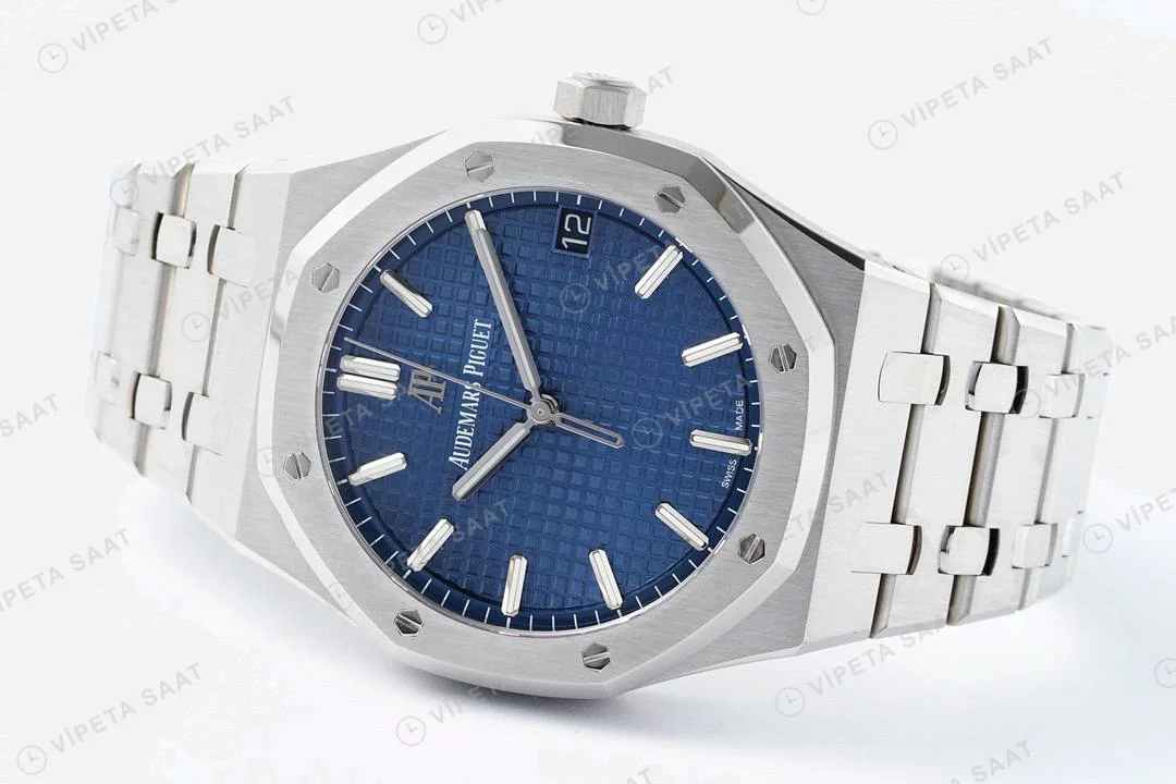 Audemars Piguet Royal Oak 15500 Mavi Kadran Çelik 41mm Super Clone ETA Saat detay 5