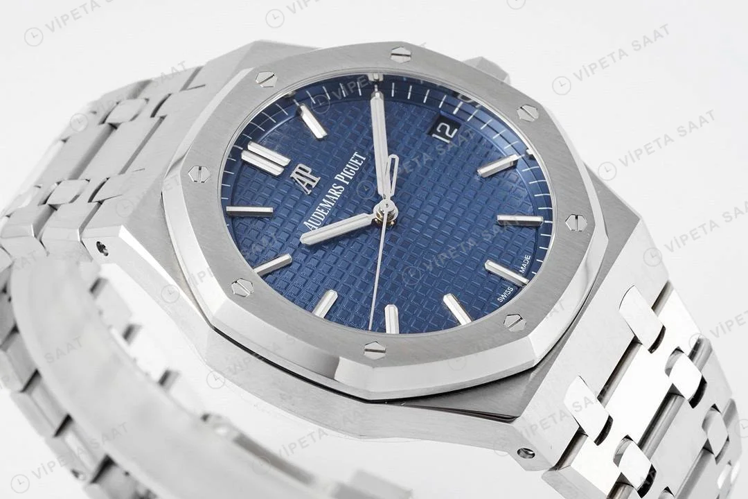 Audemars Piguet Royal Oak 15500 Mavi Kadran Çelik 41mm Super Clone ETA Saat detay 6