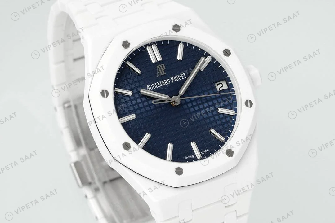 Audemars Piguet Royal Oak 15503bc Mavi Kadran Aps Factory Full Seramik 4302 Super Clone ETA Saat detay 3