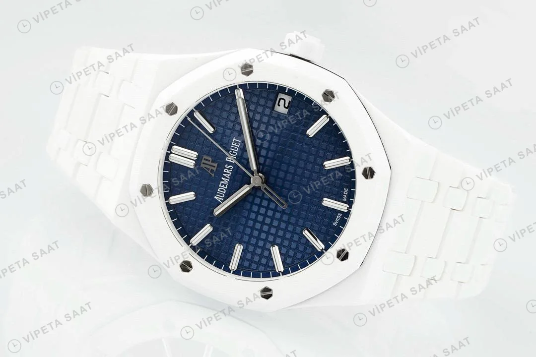 Audemars Piguet Royal Oak 15503bc Mavi Kadran Aps Factory Full Seramik 4302 Super Clone ETA Saat detay 4