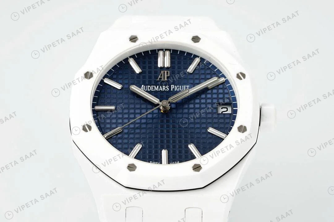 Audemars Piguet Royal Oak 15503bc Mavi Kadran Aps Factory Full Seramik 4302 Super Clone ETA Saat detay 5