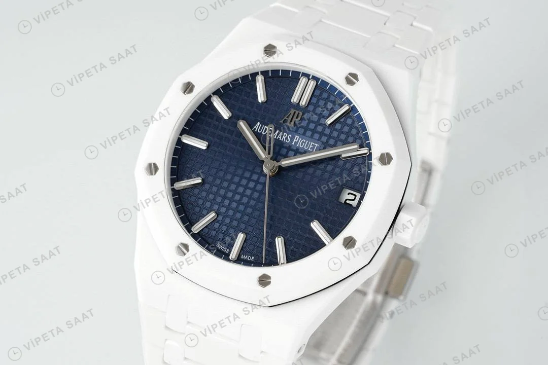 Audemars Piguet Royal Oak 15503bc Mavi Kadran Aps Factory Full Seramik 4302 Super Clone ETA Saat detay 8