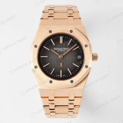 Audemars Piguet Royal Oak Jumbo Extra-Thin 16202OR 50. Yıl Gri Kadran 39mm Super Clone ETA Saat karşıdan görünüm