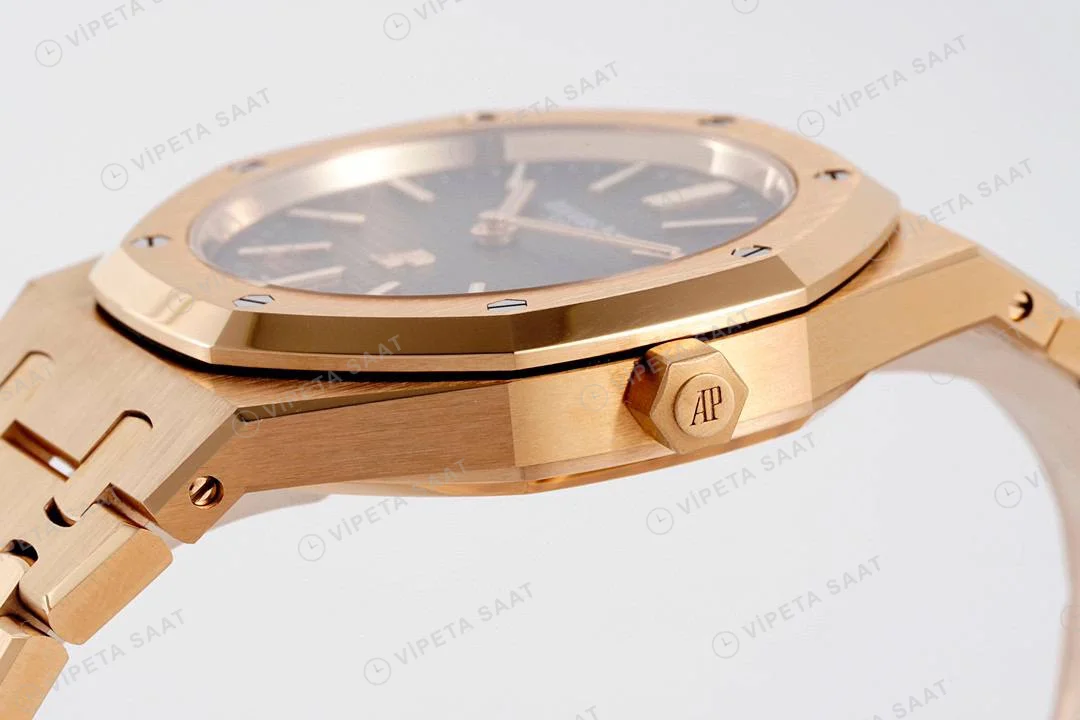Audemars Piguet Royal Oak Jumbo Extra-Thin 16202OR 50. Yıl Gri Kadran 39mm Super Clone ETA Saat detay 5