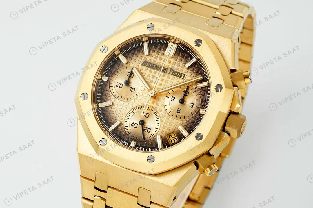 Audemars Piguet Royal Oak 26240ba Siyah Kenar Gold Kadran Aps Factory 4401 Super Clone ETA Saat detay 3