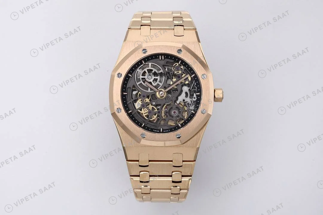 Audemars Piguet Royal Oak Jumbo 39 Extra Thin Rose 16204or Super Clone ETA Saat karşıdan görünüm