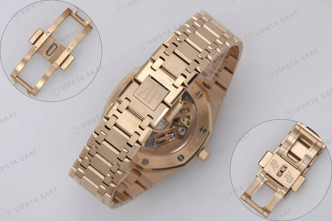 Audemars Piguet Royal Oak Jumbo 39 Extra Thin Rose 16204or Super Clone ETA Saat detay 10