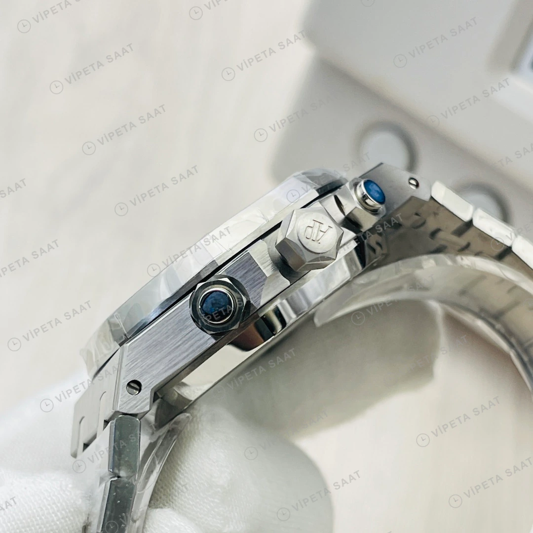 Audemars Piguet Royal Oak Kronograf Siyah Kadran Çelik 41mm Super Clone ETA Eta Saat detay 8
