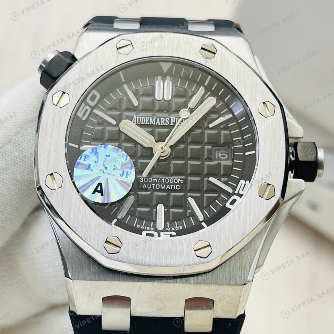 Audemars Piguet Royal Oak Offshore Diver Siyah Kadran Çelik 42mm Super Clone ETA Eta Saat detay 4